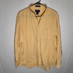 Vtg Club Room 17 34 Shirt Mens Yellow Dress Broadcloth 100s 2 Ply Hong Kong